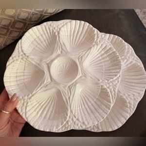 OLFAIRE (2) Vintage Ceramic Oyster Scallop Serving Platters